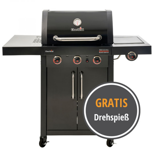 Gasgrill PROFESSIONAL 3500 Black Edition inkl. Drehspieß (Sparset)