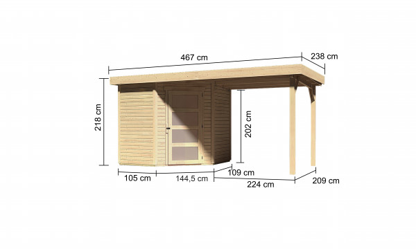 Gartenhaus Holz SCHWANDORF 3 2,13 x 2,17 m 19 mm Flachdachhaus