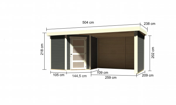 Gartenhaus Holz SCHWANDORF 3 2,13 x 2,17 m 19 mm Flachdachhaus