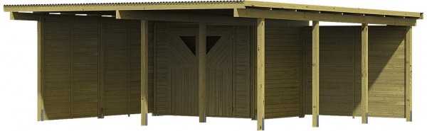 Doppelcarport Eco 2 mit Abestellraum klein 5,27 x 5,76 m