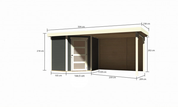 Gartenhaus Holz SCHWANDORF 3 2,13 x 2,17 m 19 mm Flachdachhaus