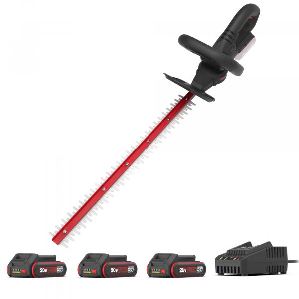 Akku-Heckenschere 57 cm KG254 - 20 V Heckenschere Komplett-Set mit 3 x 2.0 Ah Akku + Ladegerät 2 A