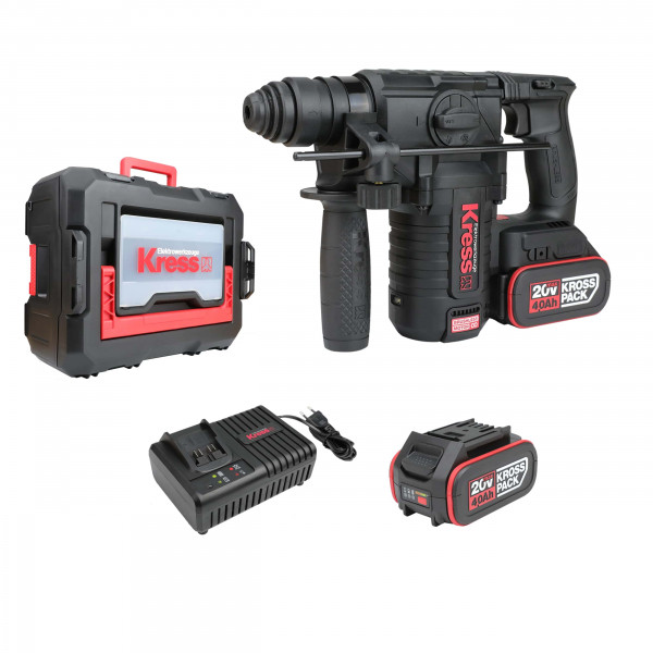 Akku Bohrhammer KUC61.2 SDS 20 V 2,2 J 2 x 4.0 Ah Akku + Ladegerät 6 A &amp; Stapelbox