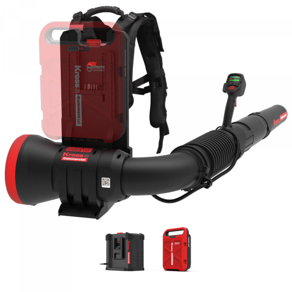 Akku-Rucksack-Laubbläser KC500 - 60 V Gartenbläser Komplett-Set mit 1 Akku + Doppelladegerät