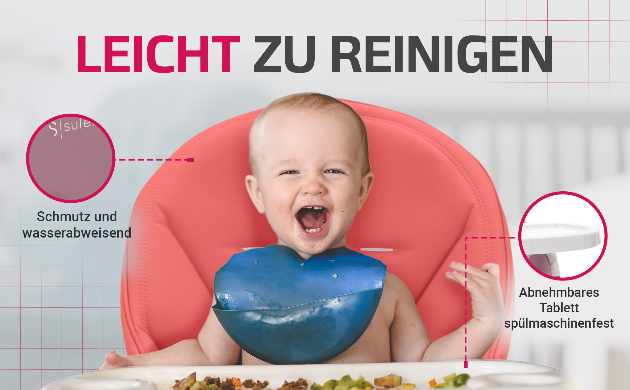 Suleno Kinderhochstuhl Lovis Hochstuhl Baby mit Liegefunktion, verstellbar