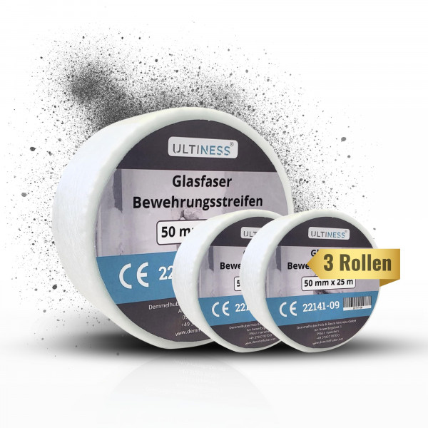 Glasfaser Bewehrungsstreifen 50 mm x 25 m - Fugendeckstreifen &amp; Fugenband für Trockenbau