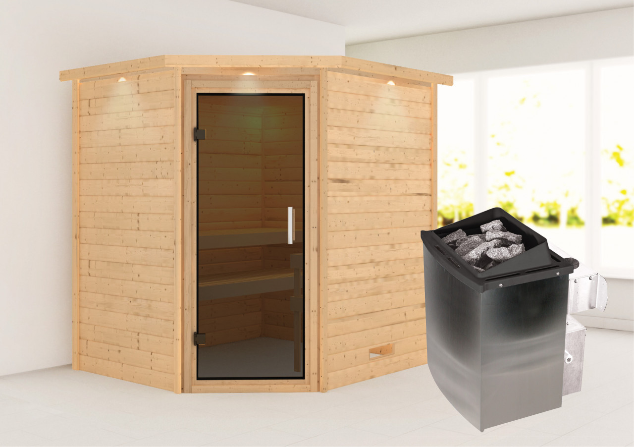 Karibu Sauna "Mia (Fronteinstieg)" Ofen 9 kW integr. Strg