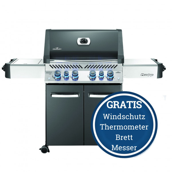 Gasgrill PRESTIGE 500® RSIB Charocal Grau inkl. Windschutz, Thermometer, Brett &amp; Messer