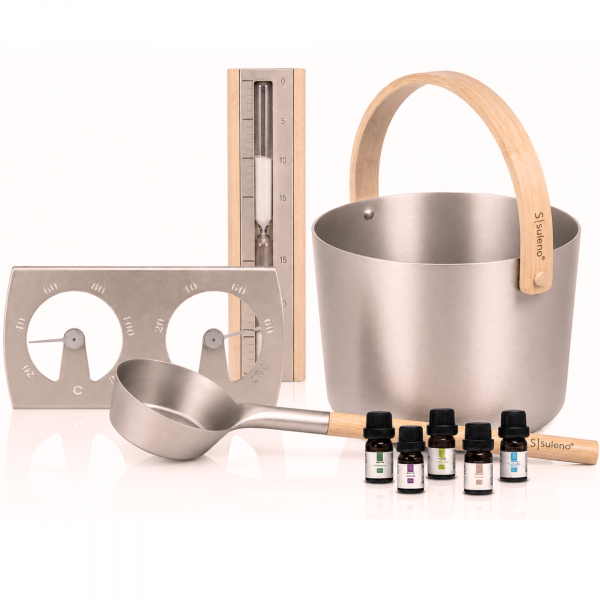 Sauna Set KJELL 9-teilig Saunazubehör Aluminium eloxiert