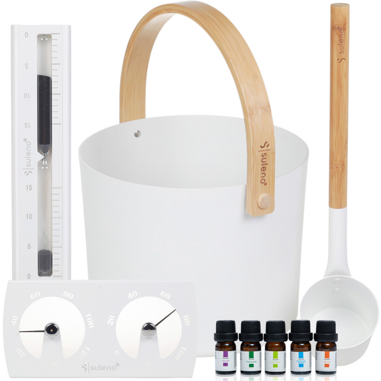 Sauna Set KJELL 9teilig Saunazubehör Weiß