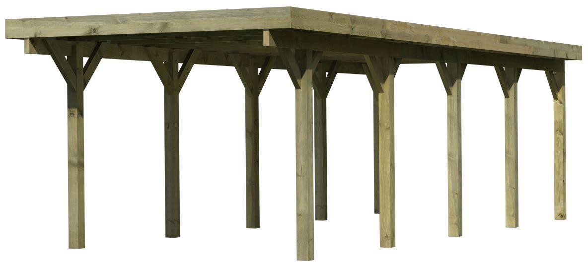 Karibu Einzelcarport 'Classic 3' 318 x 860 cm Kiefer KDI Stahl-Dach