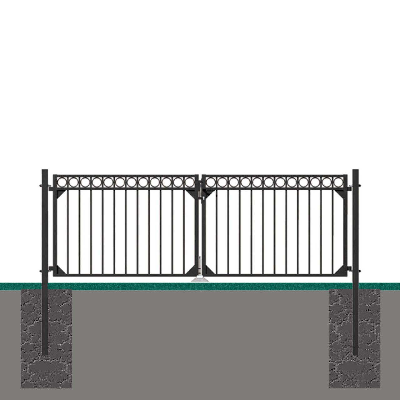 DEMMELHUBER AluDoppeltorSet CIRCLE 105 cm Kunststoffbeschichtet SchwarzMatt