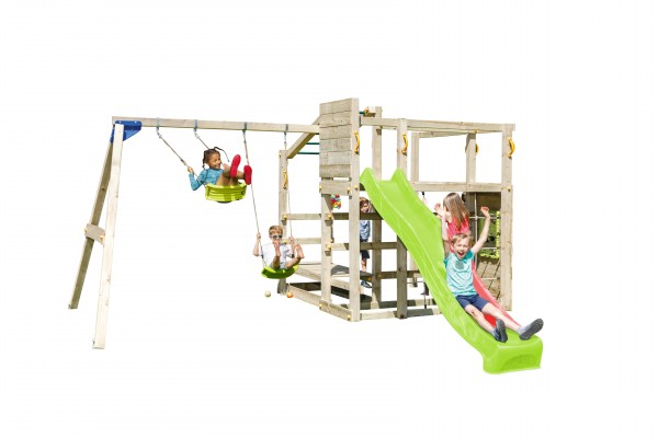 Spielturm CROSSFIT mit Rutsche + Doppelschaukel