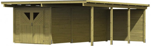Doppelcarport Eco 2 mit Abstellraum groß 2,68 x 5,76 m