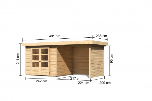 Gartenhaus Holz ASKOLA 3 2,42 x 2,17 m 19 mm Flachdachhaus