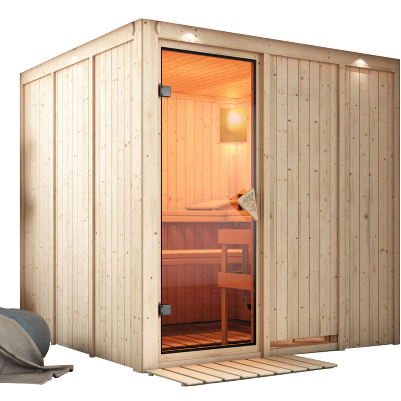 Karibu Sauna AMRUM 196 x 196 m 9.0 kW Ofen integr. Steuerung