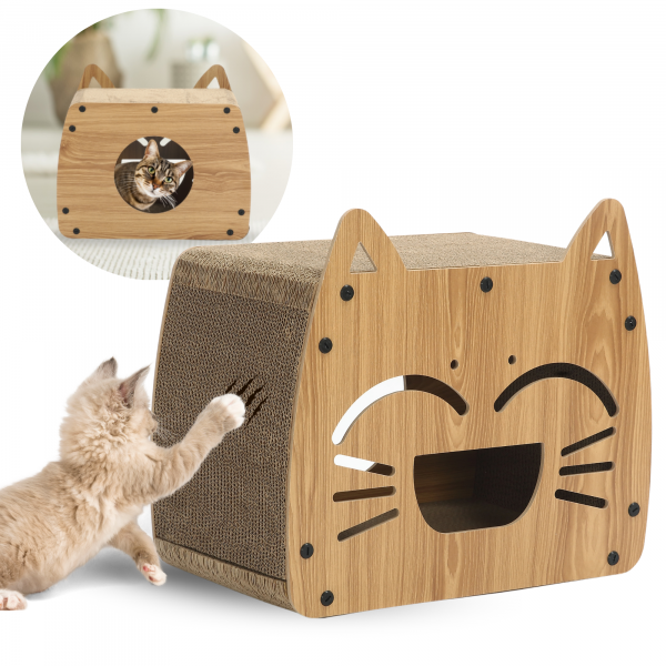 Kratzbrett Katzenhaus SCOTTY mit Kratzpappe für Katzen
