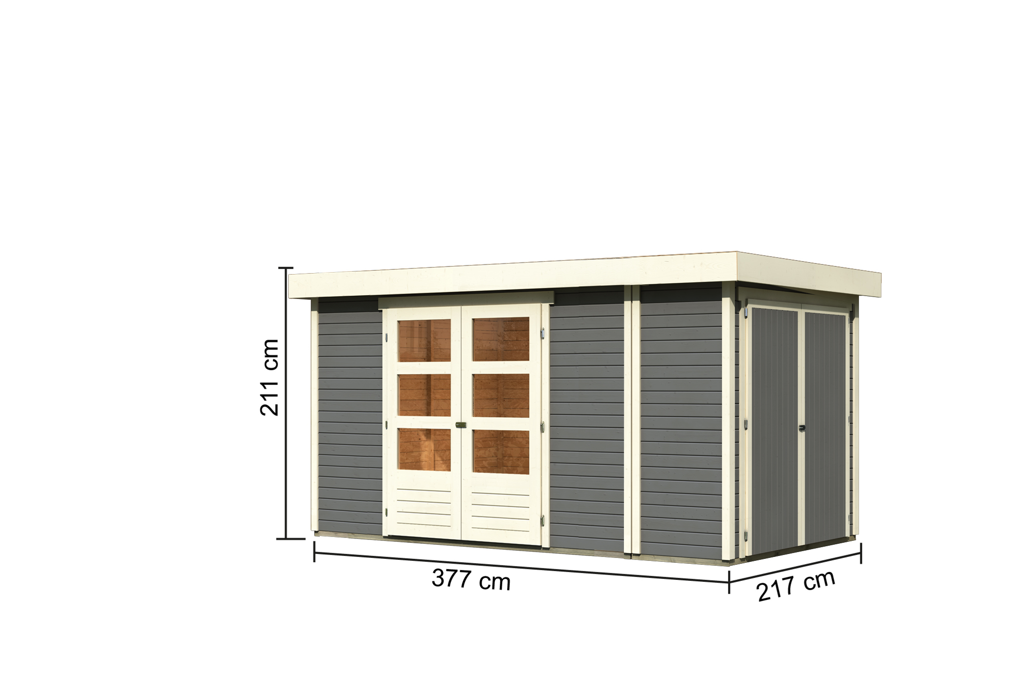 Gartenhaus Holz RETOLA 5 MIT ANBAUSCHRANK 3,02 x 2,17 m 19 mm