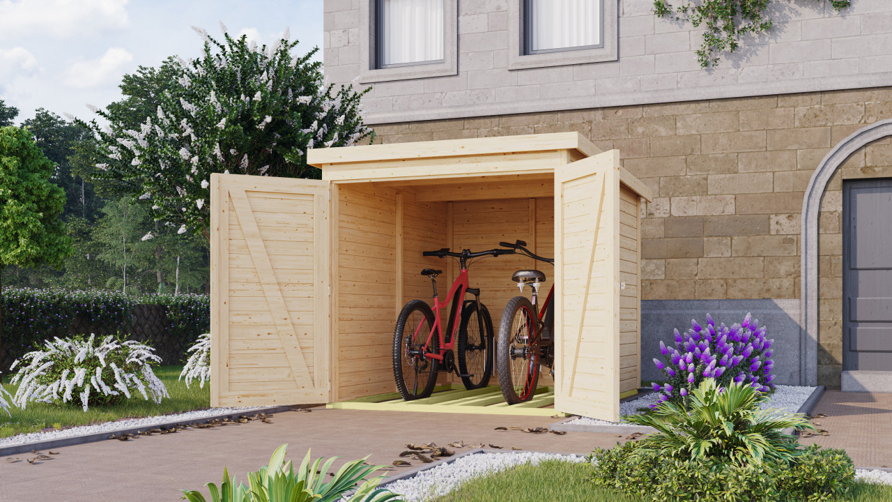 Karibu Fahrradgarage naturfarben 162 x 216 cm