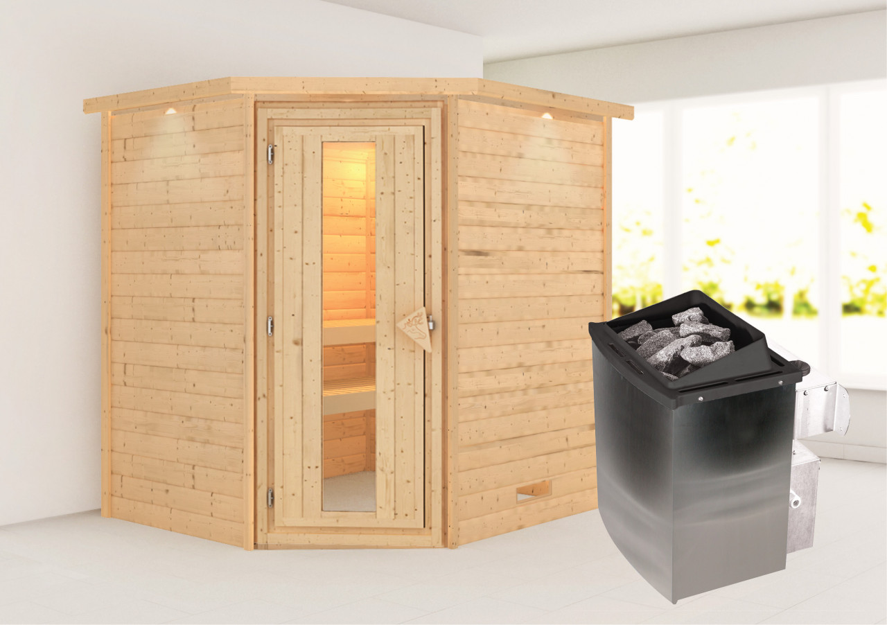 Karibu Sauna "Mia (Fronteinstieg)" Ofen 9 kW integr. Strg