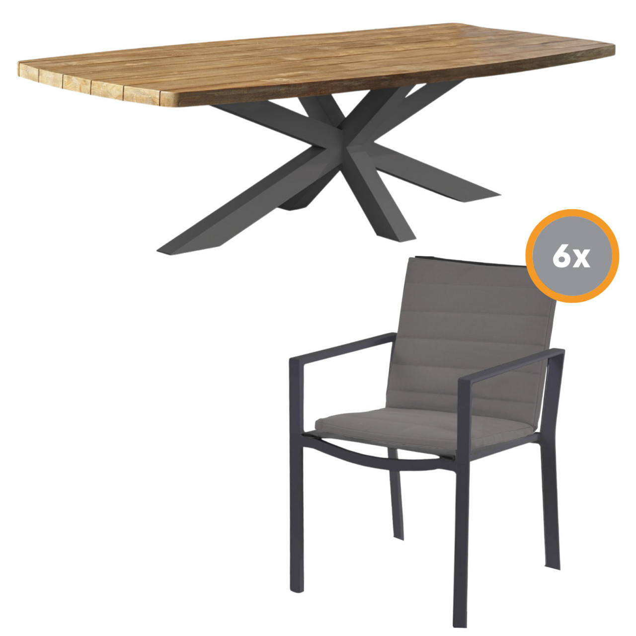 Sitzgruppe TIMOR 3 Gartenmöbel Set AluminiumTeak
