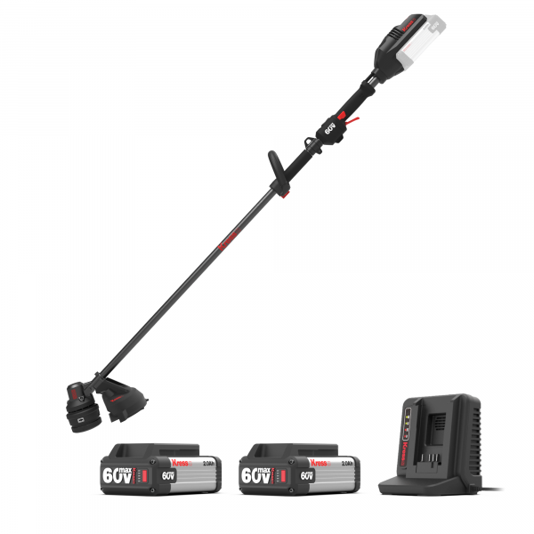 Akku-Rasentrimmer 38 cm KG160E - 60 V Motorsense Komplett-Set mit 2 Akkus + 1 Doppelladegerät