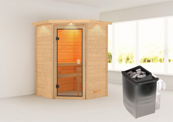 Massivholzsauna ANTONIA 1,45 x 1,45 m
