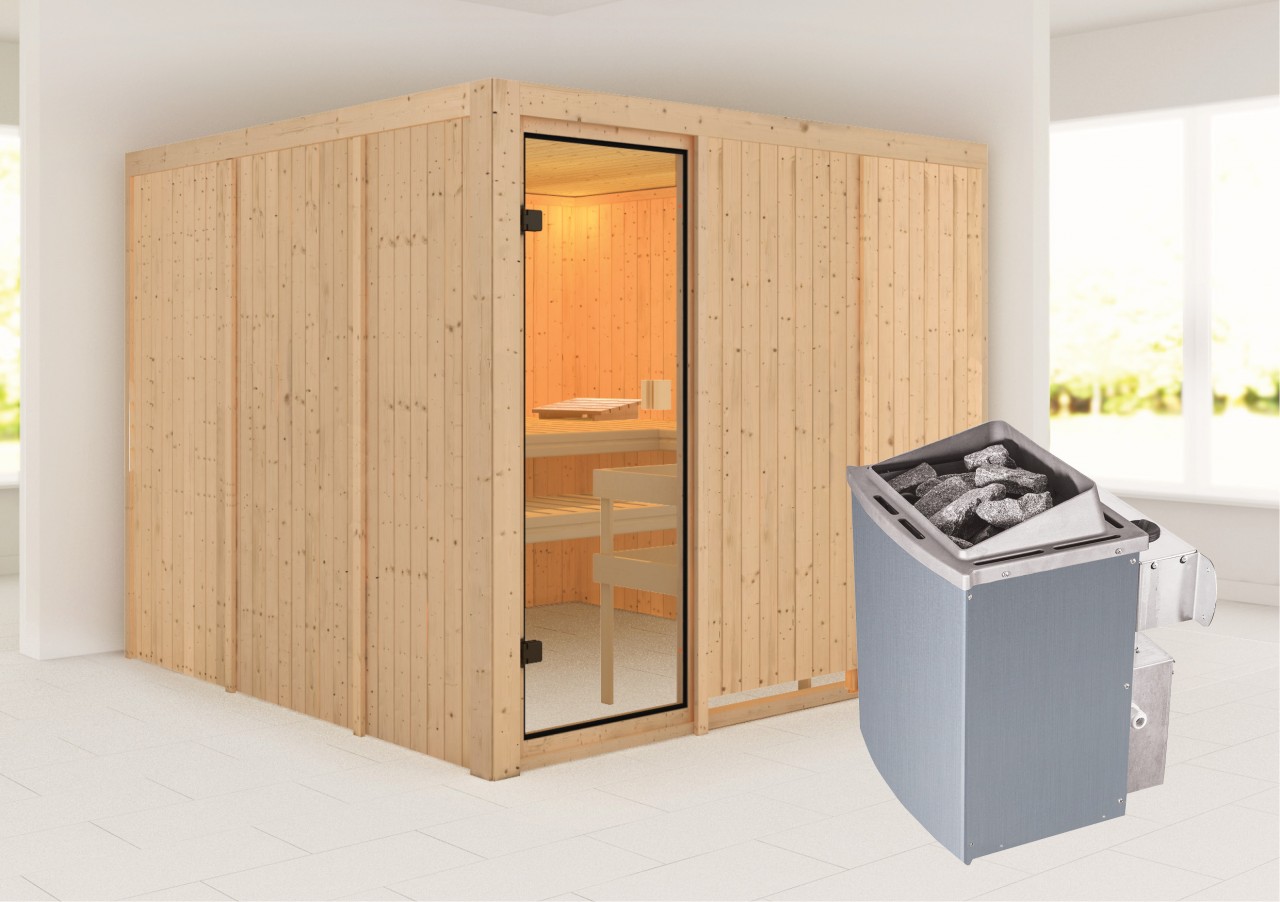 Karibu Sauna ARVIKA 2,31 x 2,31 m 9.0 kW Ofen integr. Steuerung 6217