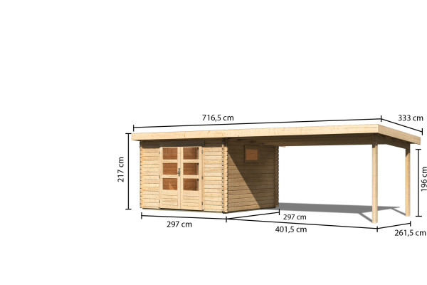 Gartenhaus Holz TRITTAU 3 38 mm 2,97 x 2,97 m