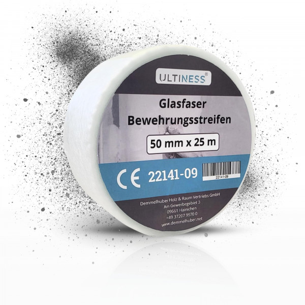 Glasfaser Bewehrungsstreifen 50 mm x 25 m - Fugendeckstreifen &amp; Fugenband für Trockenbau