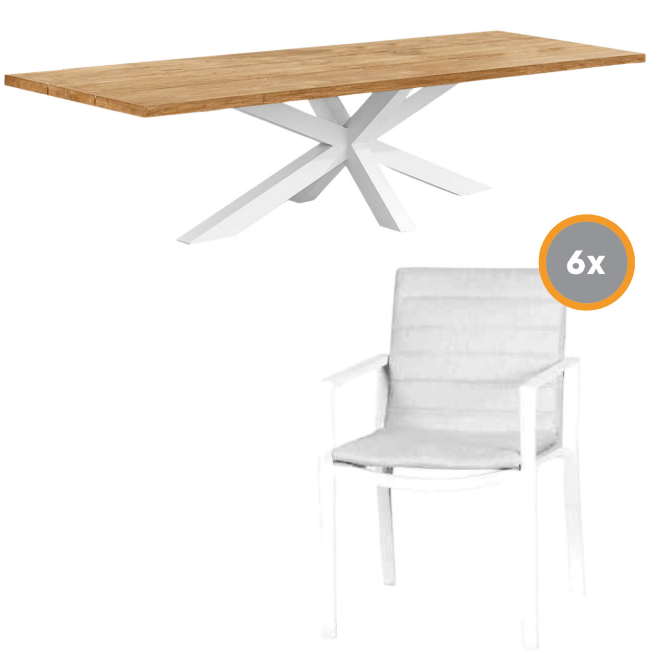 Sitzgruppe TIMOR 1 Gartenmöbel Set AluminiumTeak Tisch 240 m + 6 Stühle