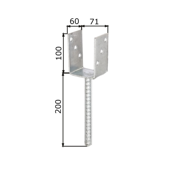 U-Pfostenträger mit Riffeldolle zum Einbetonieren