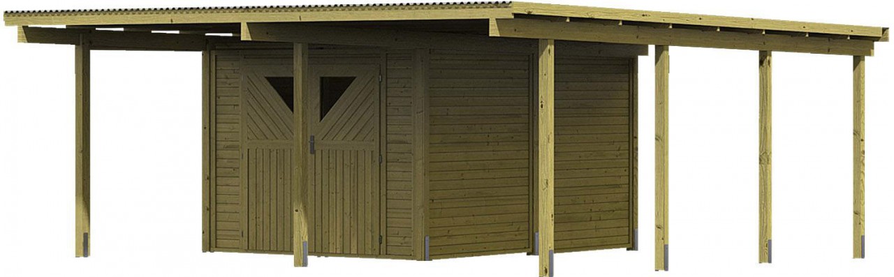 Karibu Doppelcarport Eco 2 Variante A mit Abstellraum mittel 527 x 576 cm
