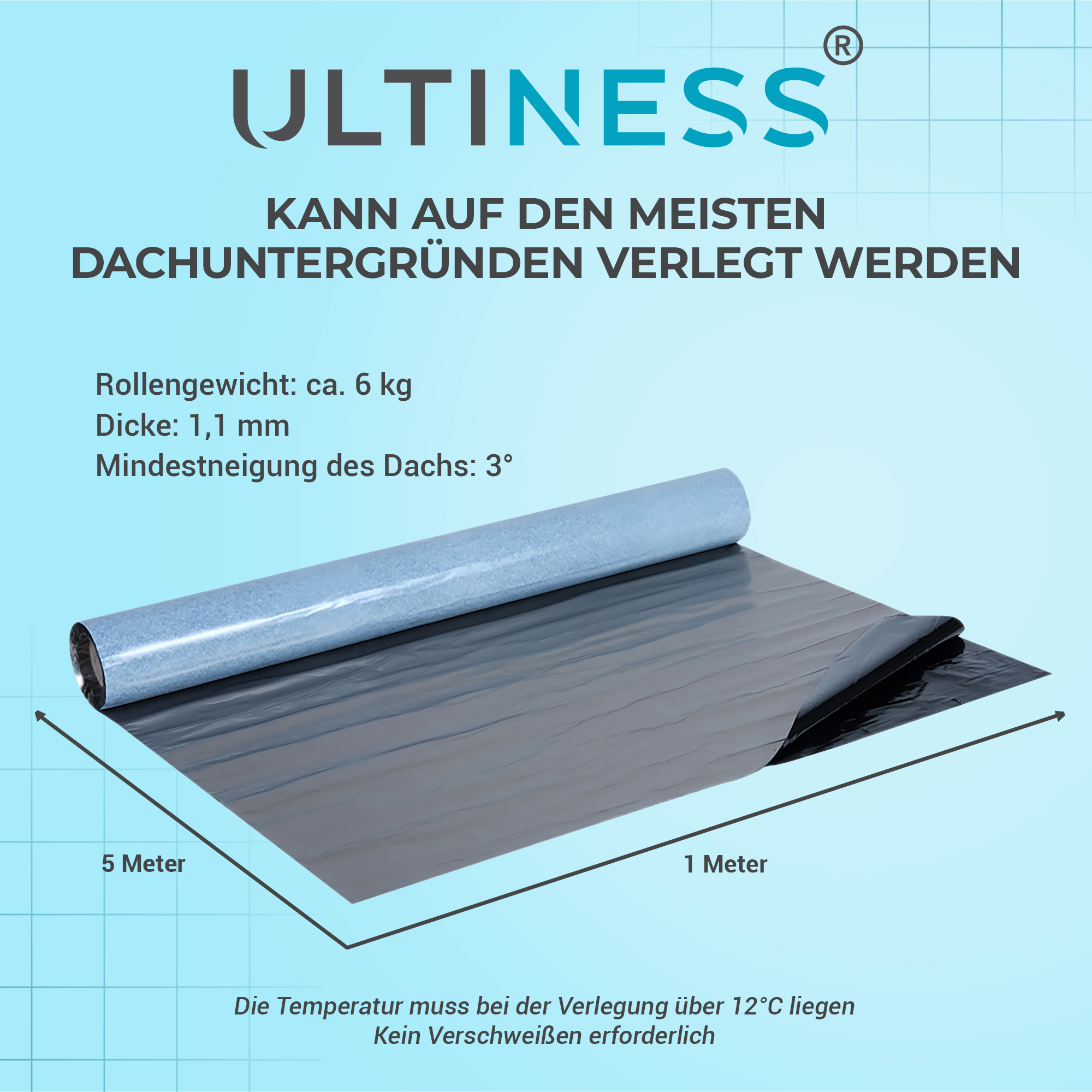 Dachfolie Aluminium selbstklebende Folie, Alternative zu Dachpappe  selbstklebend, KSK Dachbahn, Dachschindeln & Dachfolie, Gartenhaus  Zubehör, Garten & Freizeit