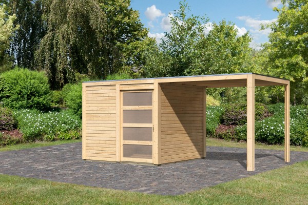 Gartenhaus QUBIC MIT ANBAUDACH 19 mm 2,46 x 2,46 m