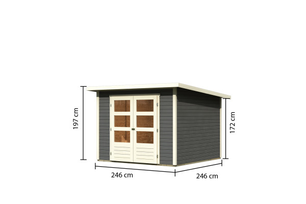 Gartenhaus Holz STOCKACH 4 2,46 x 2,46 m 19 mm Flachdachhaus