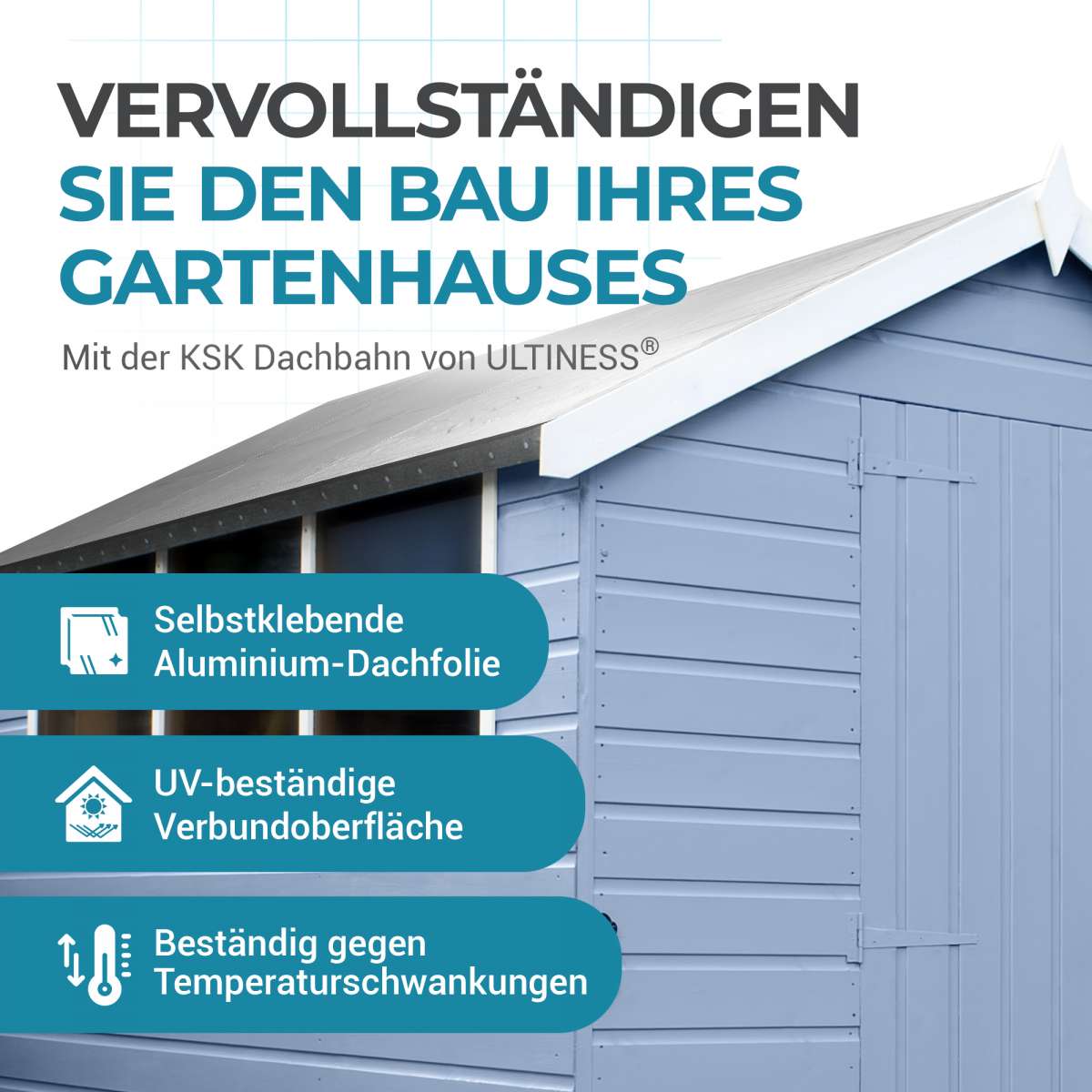 Dachfolie Aluminium Selbstklebend 5x1m - Bitumen Dachbahn Für Gartenhäuser