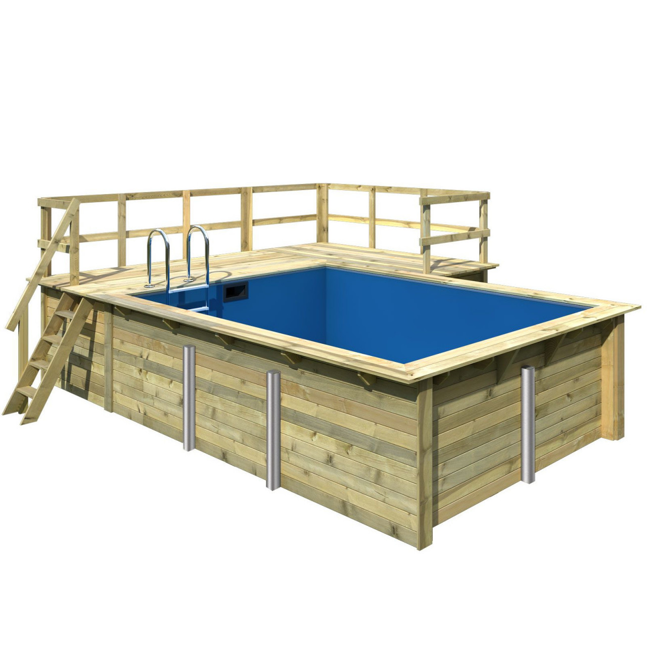 Karibu Rechteckpool "Roma B" BxLxH: 582x483x124cm, mit Sonnenterrasse