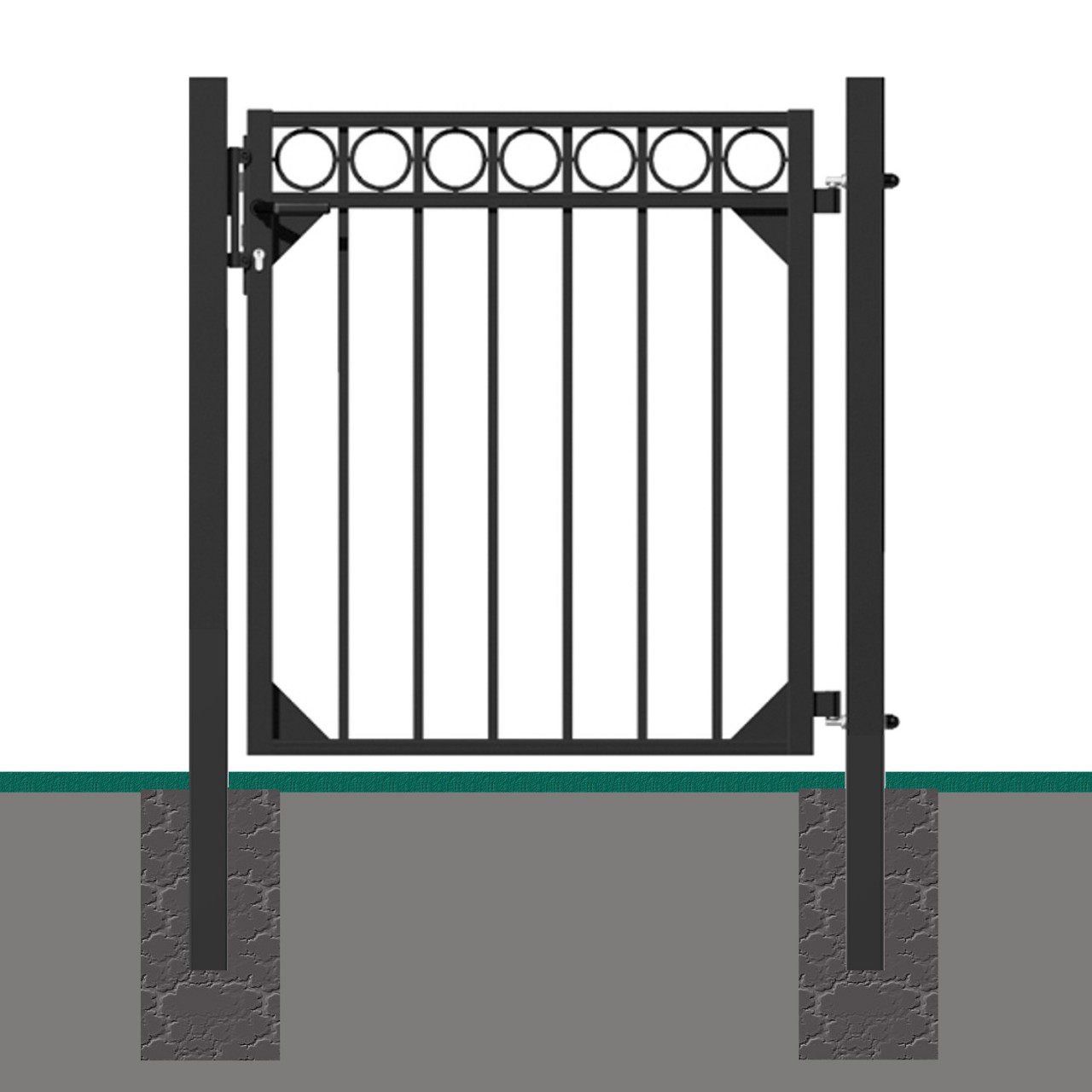 DEMMELHUBER AluEinzeltorSet CIRCLE 105 cm Kunststoffbeschichtet SchwarzMatt