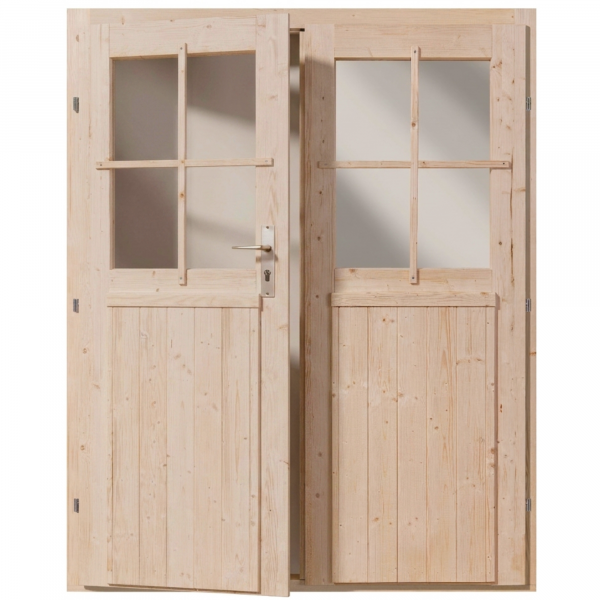 Gartenhaus Tür Doppelflügeltür 28 mm 141 x 177 cm