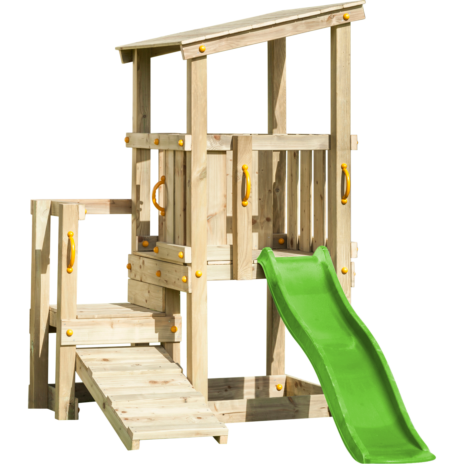 Spielturm CASCADE Wasserrutsche Kletterrampe Kinderspielturm Kletterturm Holz