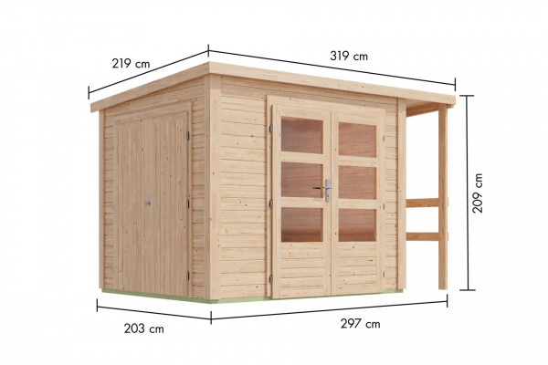 Gartenhaus Holz Multifunktionshaus Pultdach 28mm 2,97 x 2,03 m