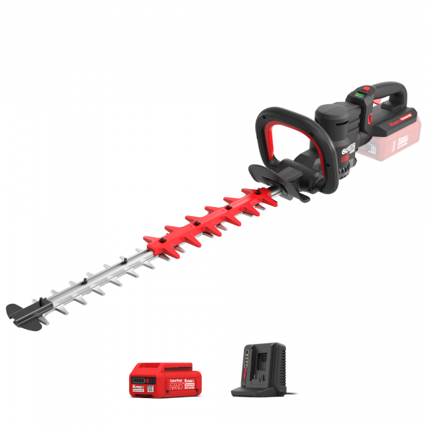 Akku-Heckenscherre 63 cm KC200 - 60 V Strauchscherren Komplett-Set mit 1 x Akku + Doppelladegerät