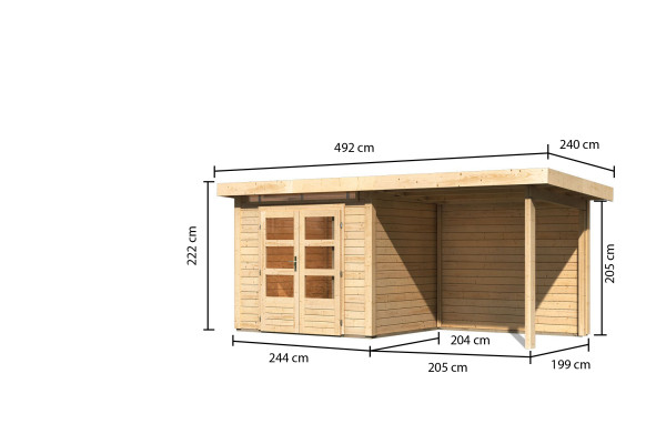 Gartenhaus Holz KANDERN 2 2,44 x 2,04 m 28 mm Flachdachhaus