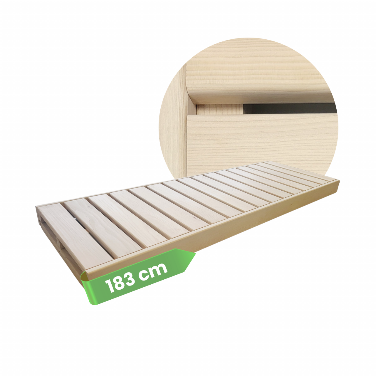 Saunabank Holz LARVIK Saunaliege Hemlock 3 Längen kürzbar 183 x 60 cm