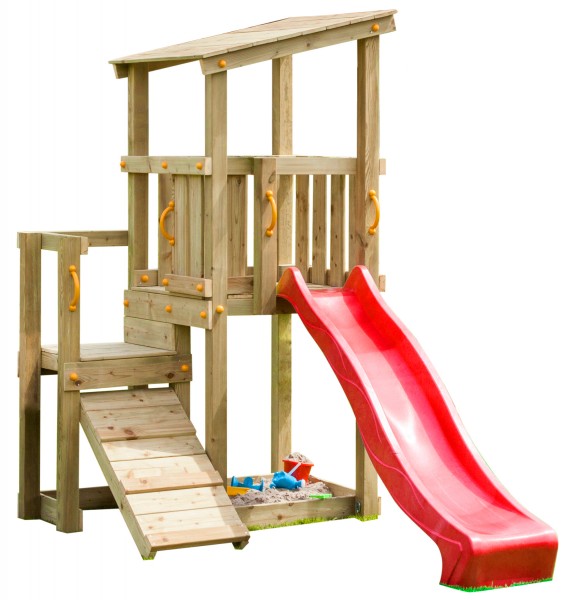 Spielturm PAGODA mit Rutsche 2,90m Kletterturm Holzturm Spielhaus Spielplatz 