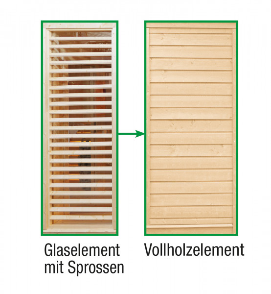 Sauna STINA Tausch Vollholz/Glas