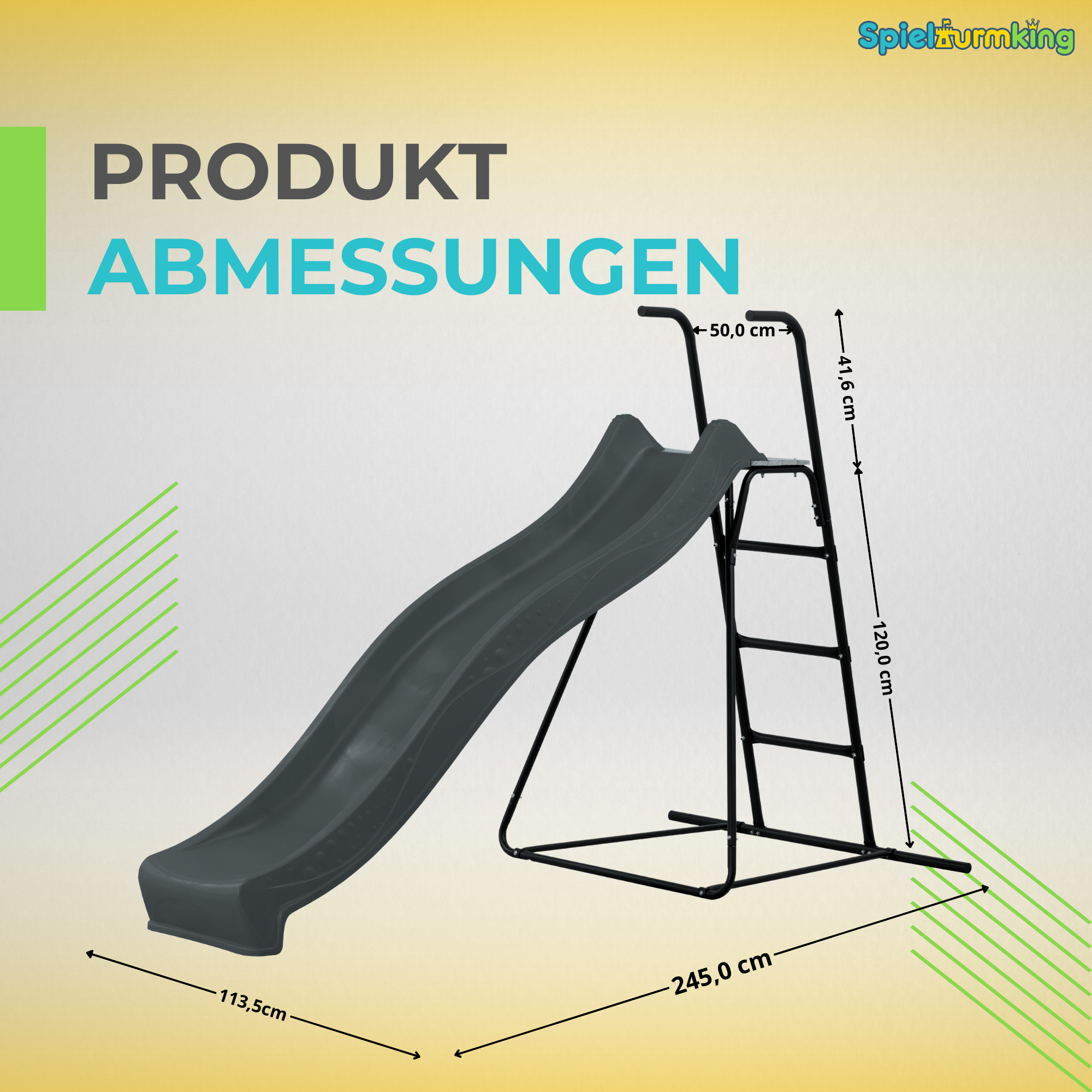 SPIELTURMKING Rutsche mit Leiter 2,30 m freihstehend Wasserrutsche Gartenrutsche - Bild 43 von 43
