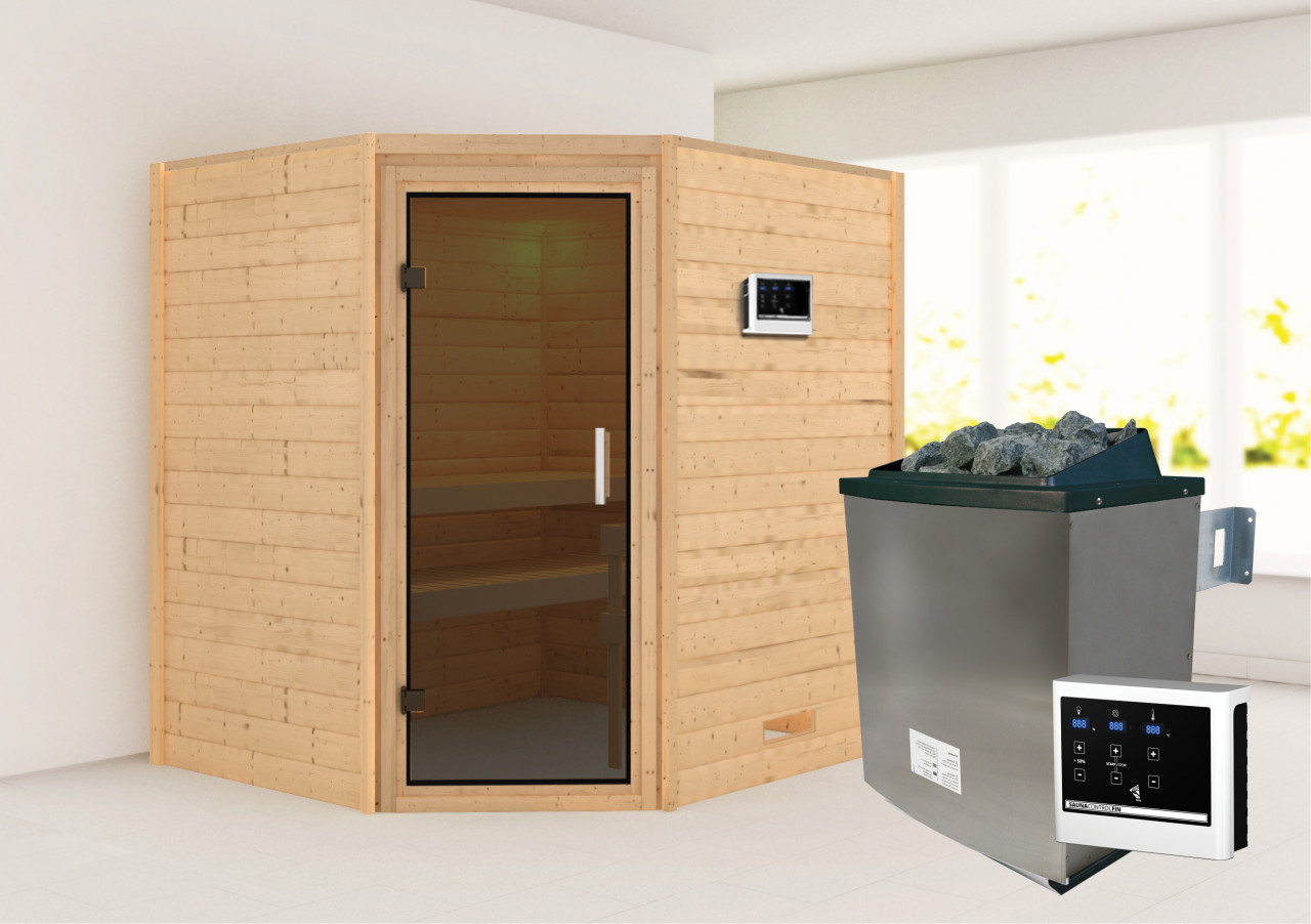 Karibu Sauna "Mia (Fronteinstieg)" Ofen 9 KW externe Strg easy