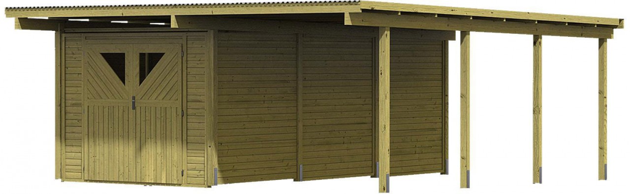 Doppelcarport Eco 2 mit Abstellraum groß 268 x 576 m Ohne Rückwand